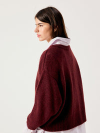 Back three quarter view of the American Vintage East sweater in Melange Acerola