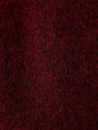 Close up of the fluffy alpaca blend knit on the American Vintage East sweater in Melange Acerola