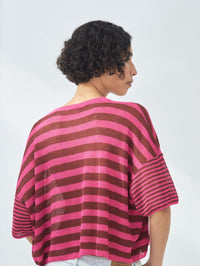 AMERICAN VINTAGE Epaky Tee in Lie De Vin Raye Fuchsia in Lie De Vin Raye Fuchsia – Image 2
