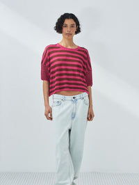AMERICAN VINTAGE Epaky Tee in Lie De Vin Raye Fuchsia in Lie De Vin Raye Fuchsia – Image 4