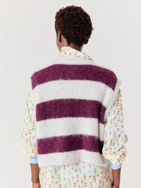 Back view of the American Vintage Niby sweater vest in Cranberry Stripes