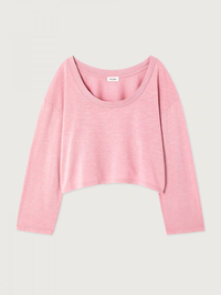 Front view of the Pojy Tee in Eglantine Vintage by American Vintage, a cropped long-sleeve top