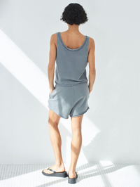 Back view of the Vibtown Tank in Ouragan Vintage by American Vintage, styled with matching shorts