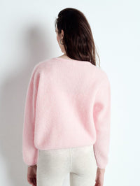 Back view of the American Vintage Vitow boxy cardigan in Melange Sugared Almond