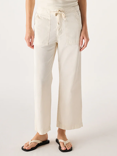 Easy Drawstring Slouch Crop Pant in Bone