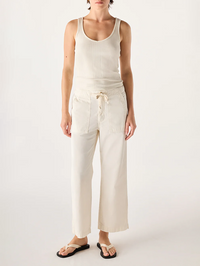 Easy Drawstring Slouch Crop Pant in Bone