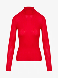 Red Cashmere Mock Neck Top