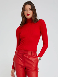 Red Cashmere Mock Neck Top