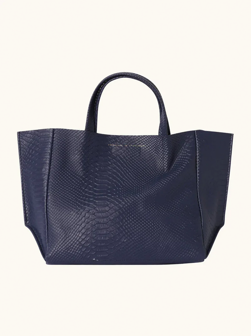 Navy Python Sideways Tote