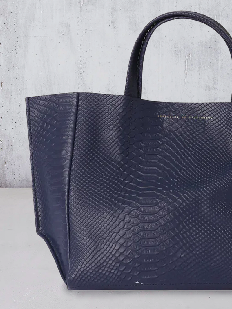 Navy Python Sideways Tote
