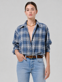 Ana Cropped Shirt in Marina Plaid