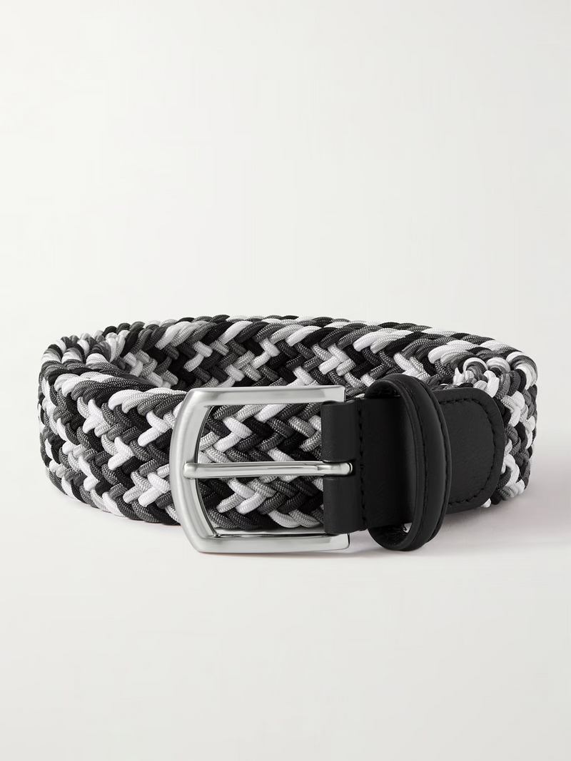 Braided Belt in Black White Multi