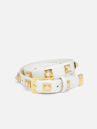 AUREUM NO. 2 BELT IN CHALK STUDDED WITH GOLD PLATED - 1