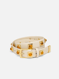 AUREUM NO. 2 BELT IN LINEN STUDDED WITH GOLD PLATED - 1