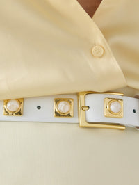 AUREUM NO. 2 BELT IN CHALK STUDDED WITH GOLD PLATED - 4
