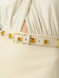 AUREUM NO. 2 BELT IN LINEN STUDDED WITH GOLD PLATED - 4