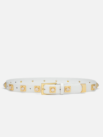NO. 2 Belt In Chalk Studded WIth Gold Plated