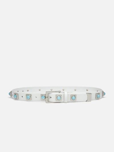 NO. 2 Belt in Chalk Studded With Silver Plating