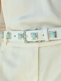 NO. 2 Belt in Chalk Studded With Silver Plating