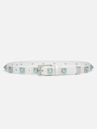 NO. 2 Belt in Chalk Studded With Silver Plating