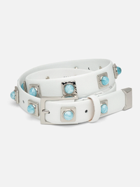 NO. 2 Belt in Chalk Studded With Silver Plating
