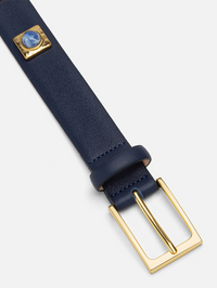 NO. 2 Belt in Navy Studded With Gold Plating