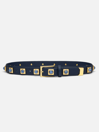 NO. 2 Belt in Navy Studded With Gold Plating
