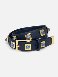 NO. 2 Belt in Navy Studded With Gold Plating