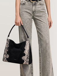 Snake Embossed Veronica Beard Bag in Black Multi