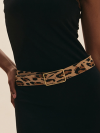 Milla Calf-Hair Belt in Leopard Gold