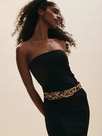 Milla Calf-Hair Belt in Leopard Gold