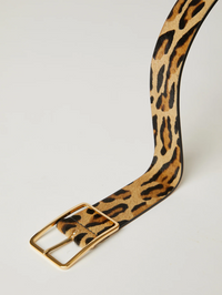 Milla Calf-Hair Belt in Leopard Gold