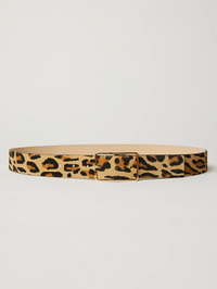 Milla Calf-Hair Belt in Leopard Gold