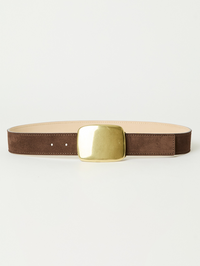 Leighton Suede Belt in Chocolate Brass