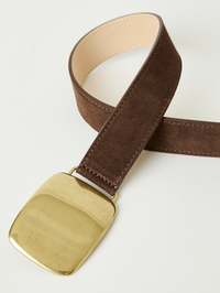Leighton Suede Belt in Chocolate Brass