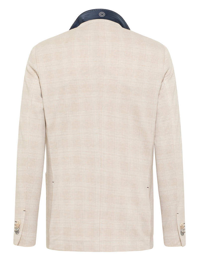 Windowpane Check Jacket in Beige