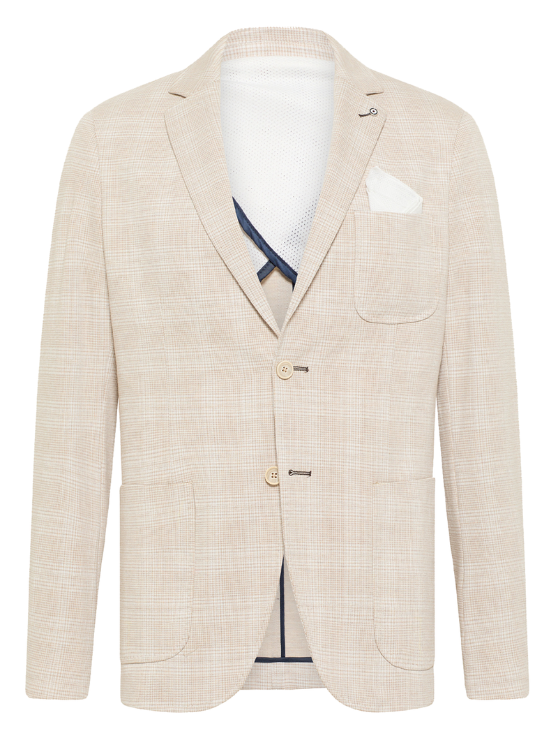 Windowpane Check Jacket in Beige