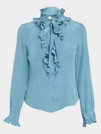 Catroux Long Sleeve Silk Blouse in Heron