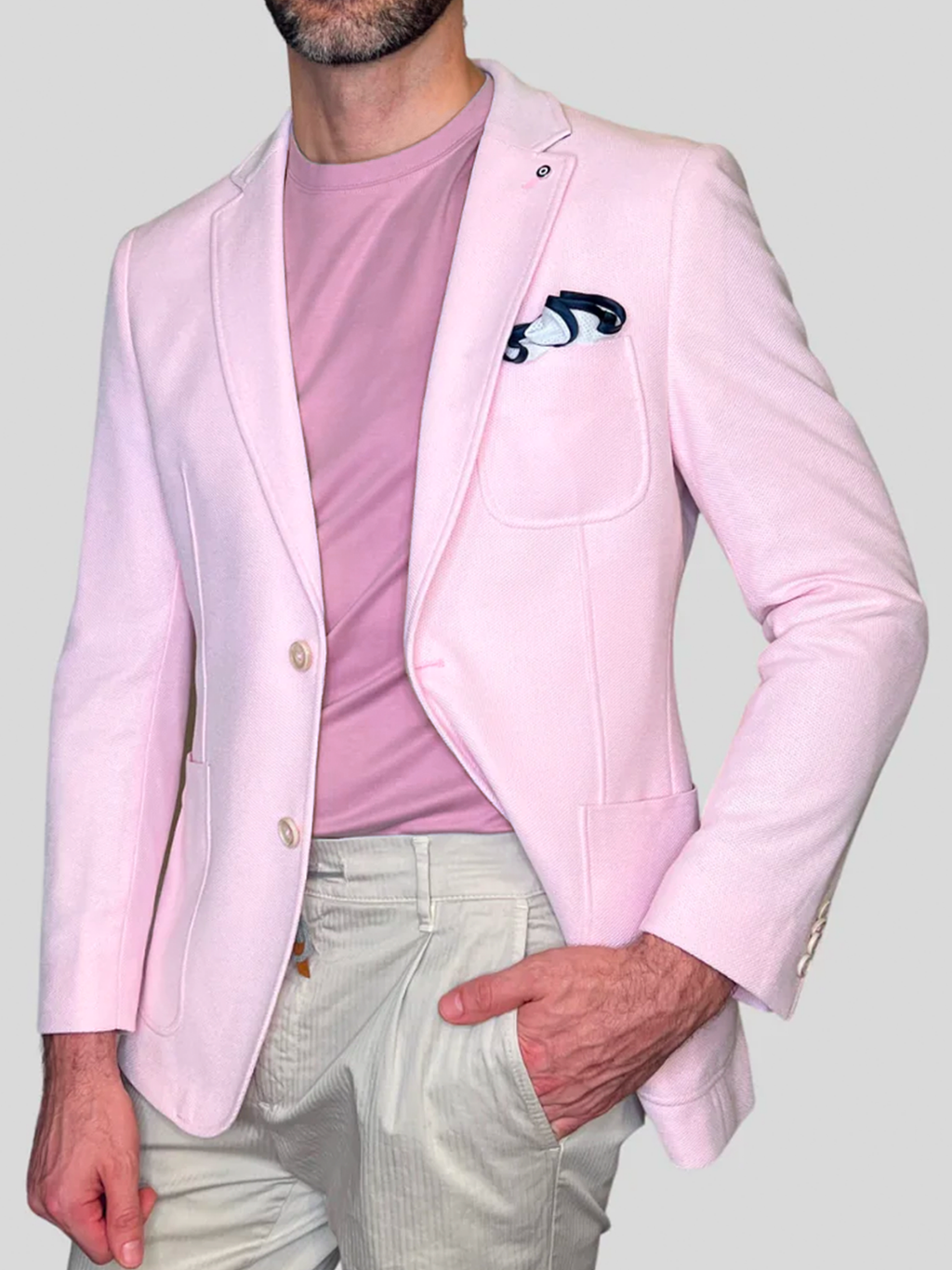 Waffle Knit Core Blazer in Pink
