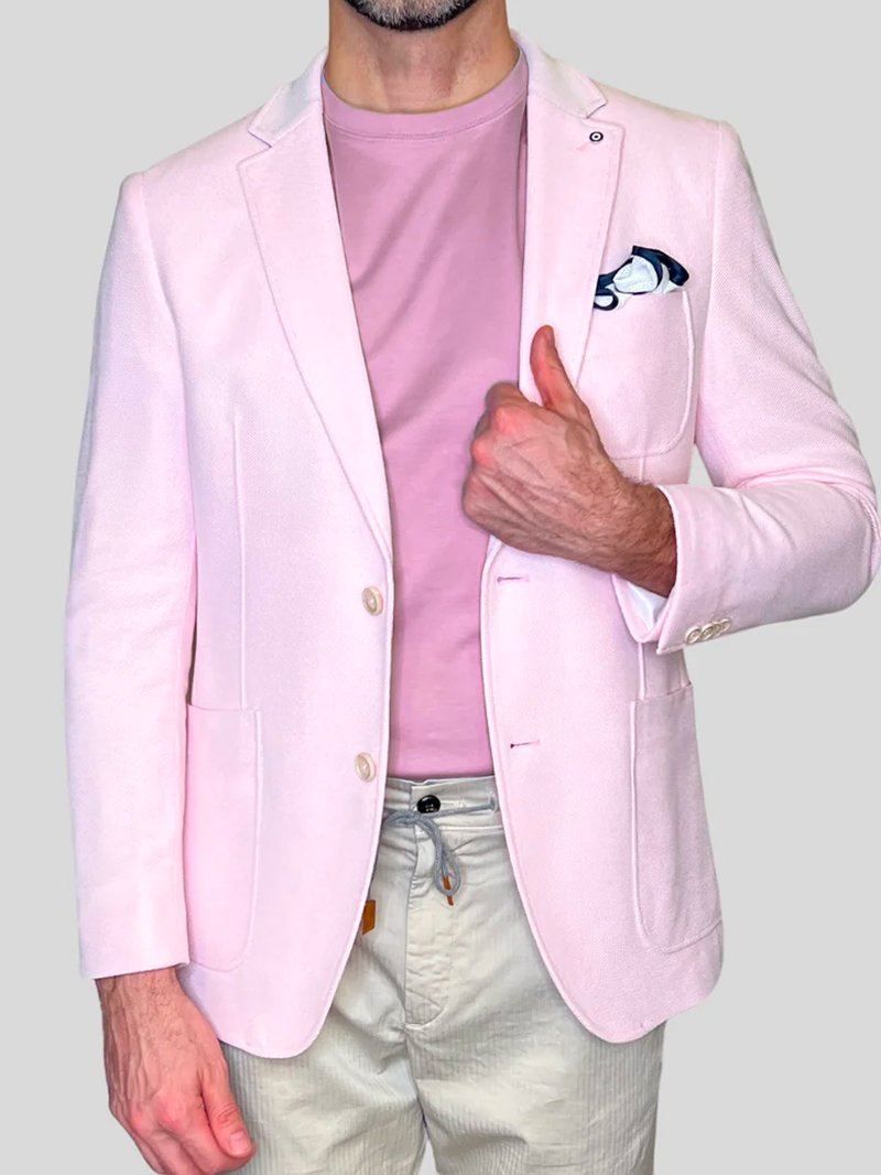 Waffle Knit Core Blazer in Pink