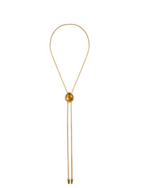 Full view of the BOLOLA NYC Lolita Bolo with a citrine stone on a gold snake chain.