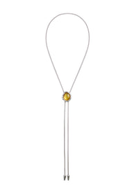 Full view of the BOLOLA NYC Lolita Bolo with a citrine stone on a silver snake chain.