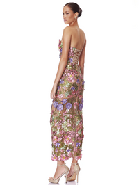 Iris 3D Floral Maraya Strapless Ankle Dress by BRONX AND BANCO - View 2