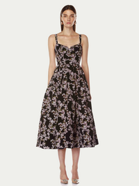 Lydia Black Multi Midi Dress by BRONX AND BANCO-BLACK MULTI FLRL-AMY Atelier