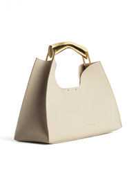 Poline Midi Bag in Blanc Pebbled Leather by BRONX AND BANCO - View 3