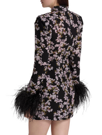 Nadine Floral Feather-Cuff Minidress by BRONX AND BANCO - View 3