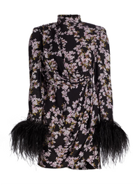 Nadine Floral Feather-Cuff Minidress by BRONX AND BANCO - View 6