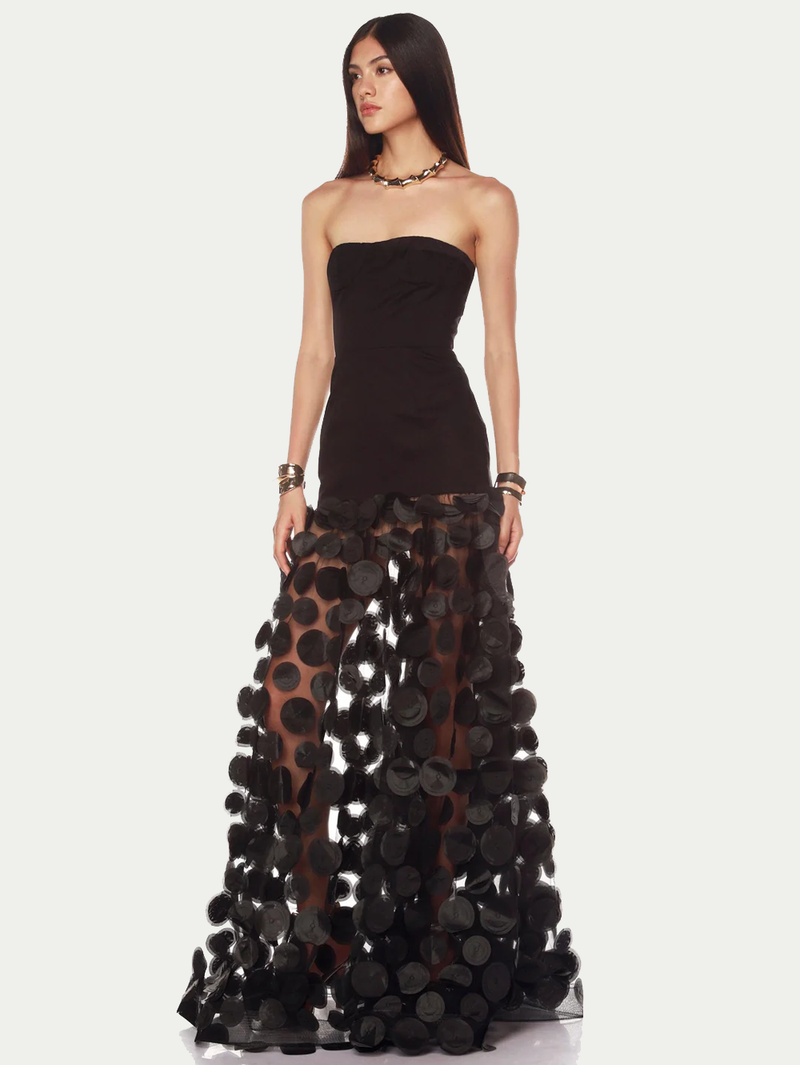 Harper Strapless Black Gown
