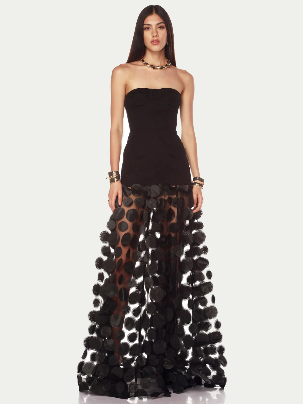Harper Strapless Black Gown