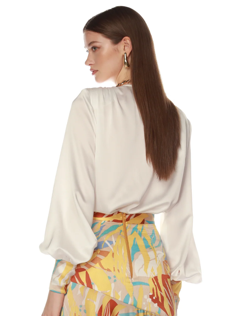 Noelle White Bodysuit with Isla Trim Cuffs